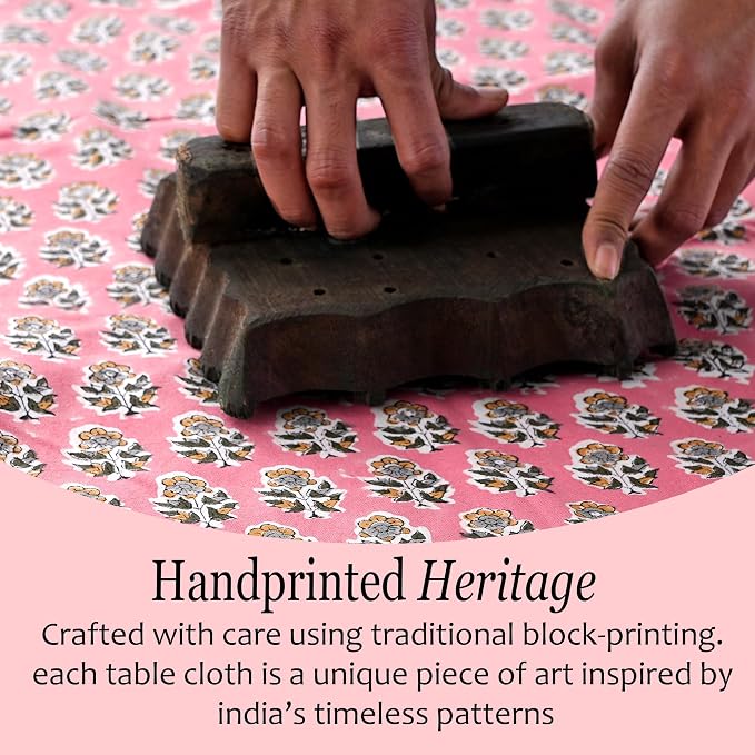 CPC Tablecloth 100% Cotton 60x60 Inch Indian Block Print Rectangle Table Cover - Image 5