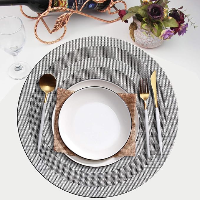 PIGCHCY Round Placemat Set of 6 Heat Resistant Vinyl Washable Kitchen 15 inch - Image 7
