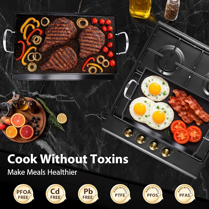 Utheer 23" x 16" Ceramic Nonstick Stainless Steel Griddle - Image 3