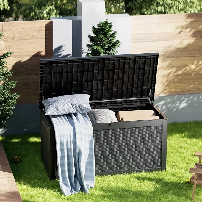 320 Gallon Resin Deck Box, Waterproof Outdoor Storage Box - Image 2