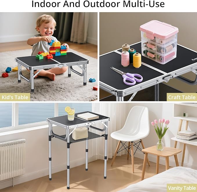 Anbte Folding Camping Table, Aluminum 24" x 16" Adjustable Height Small Folding - Image 7