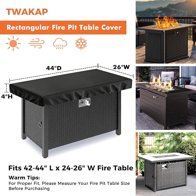 Outdoor Fire Pit Cover Rectangular, Industrial-Grade 3-Layer Structure 600D - Image 2