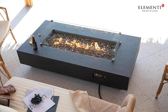 Elementi+ | Bundle Positano Gas Fire Pit Cast Concrete 60" Rectangular Fire - Image 5