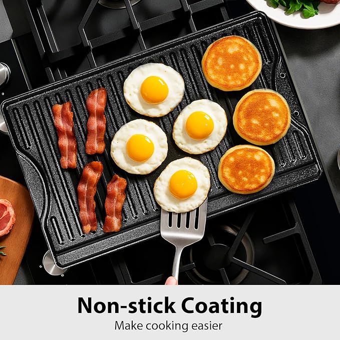 Utheer Nonstick Reversible Cast Iron Griddle 16.5" x 10.5", Ceramic Cooking - Image 7