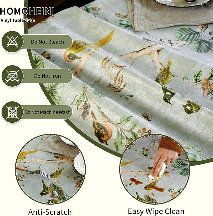 Rectangle Picnic Table Cloth, Elastic Waterproof Fitted Vinyl Tablecloths - Image 3