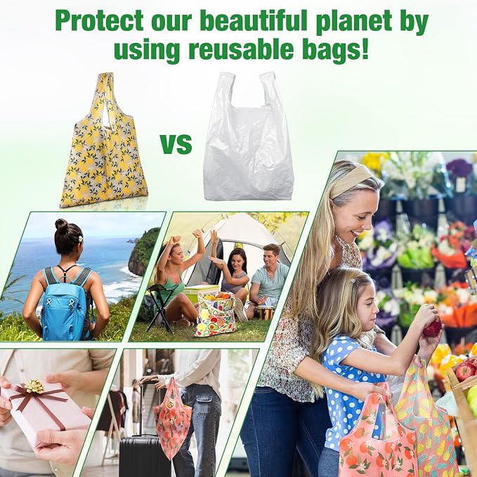 Eccliy 24 Pieces Reusable Grocery Bags Polyester Shopping Bags - Image 6