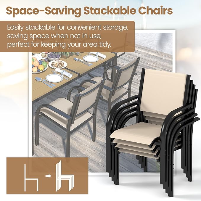 Outdoor Dining Set for 6, 59” Patio Table and Chairs Set - Image 5