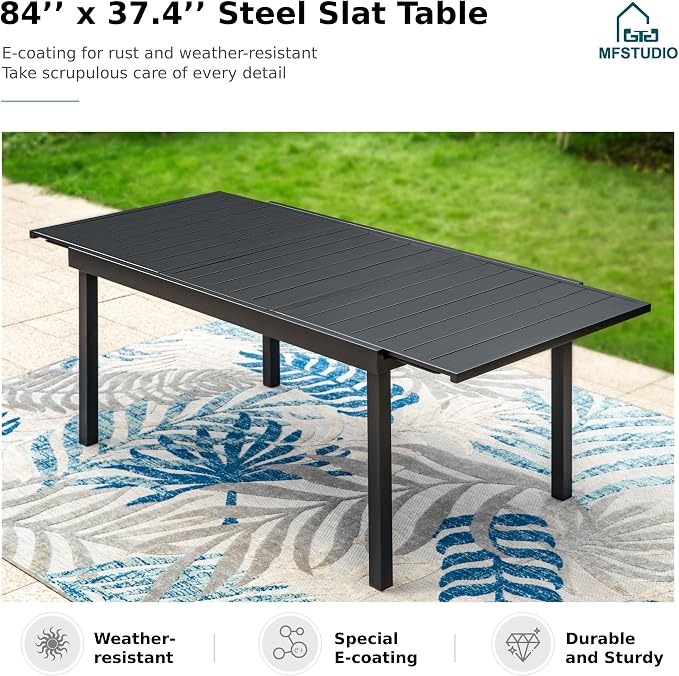 MFSTUDIO Outdoor Dining Set for 8, Patio Dining Set - Image 4