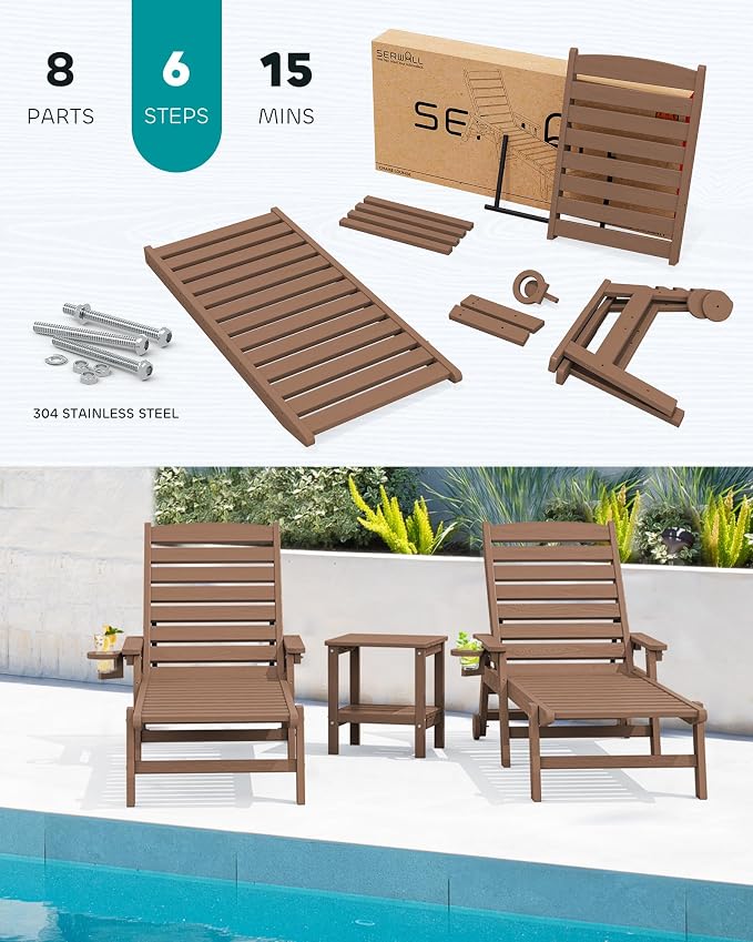 SERWALL Patio Chaise Lounge Chair - Image 7