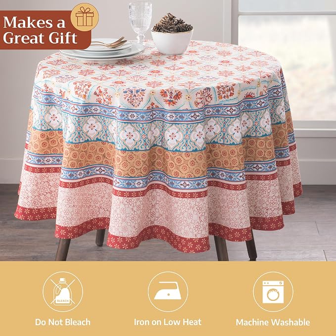 Maison d' Hermine Table Cloth Round Table 100% Cotton 69 Inches Fall Tablecloth - Image 5