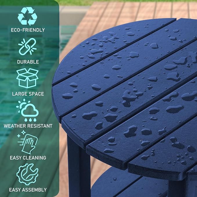 FUNBERRY Outdoor Adirondack Side Table Set of 2, 2-Tier Patio End Tables - Image 7