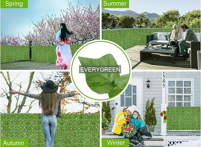 Artificial Ivy Privacy Fence Wall Screen, 200x40 in UV-Anti Faux Greenery - Image 7