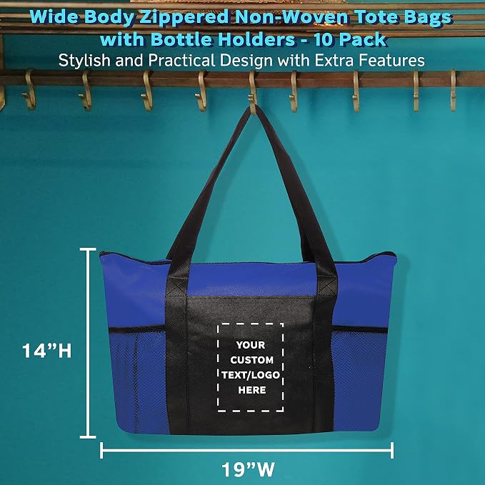 DISCOUNT PROMOS 10 Zippered Non-Woven Tote Bags Set - Image 5