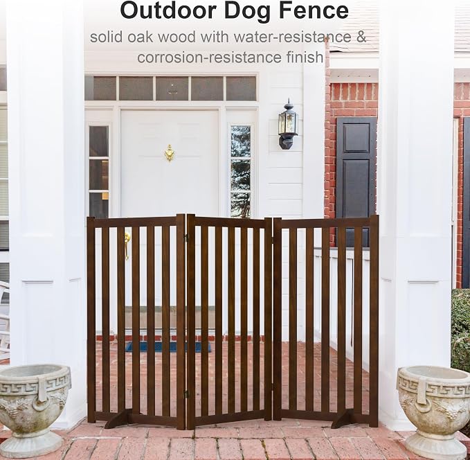36" Height Extra Tall Freestanding Pet Gate, Solid Wood Folding Safety Fence - Image 7