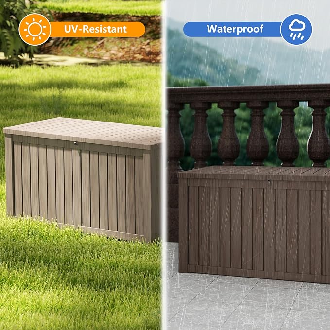 180 Gallon Outdoor Storage Box Waterproof, Resin Deck Boxes - Image 2