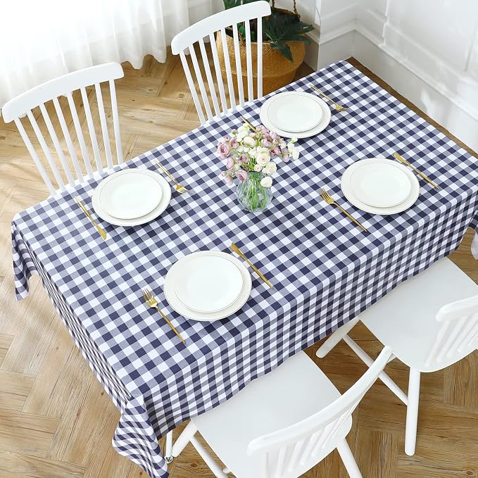 Romanstile Rectangle Vinyl Tablecloth, 100% Waterproof Buffalo Gingham Plastic - Image 5