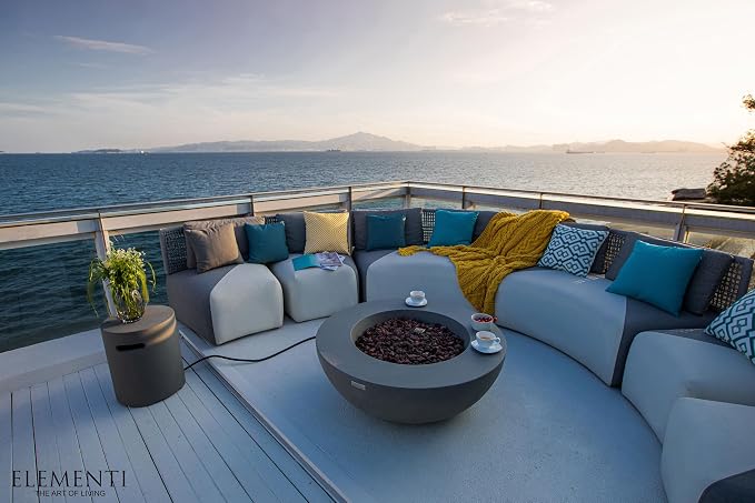 Elementi | Bundle Lunar Gas Fire Pit Cast Concrete 42" Round Fire Table - Image 5