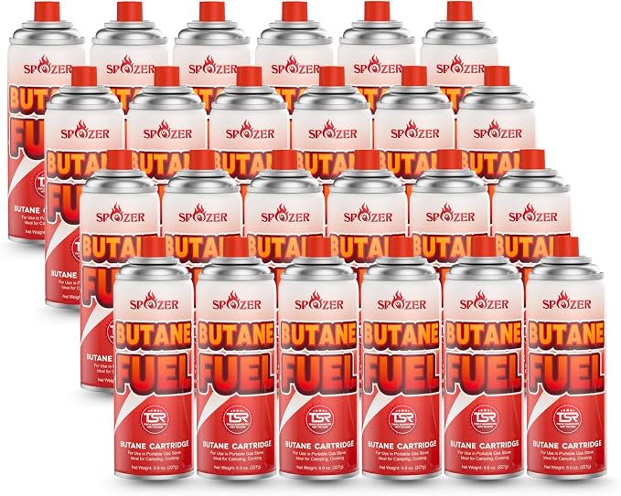 Butane Fuel Canister, 8oz Butane Refill by SPOZER