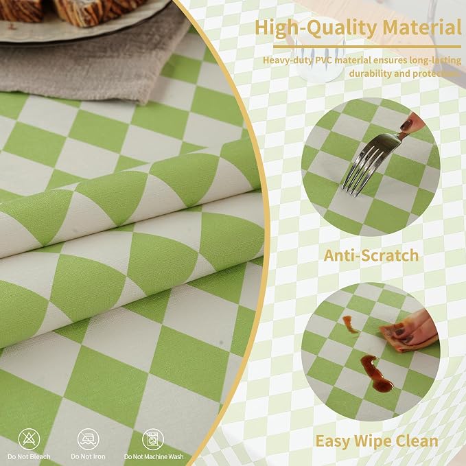 Rectangle Table Cloth, 100% Waterproof Tablecloth Oil Proof Spill Proof Vinyl - Image 3