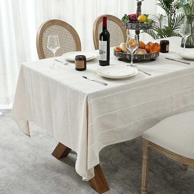 Chassic 60 x 120 inches Farmhouse Style Linen tablecloths, Wrinkle Resistant - Image 3