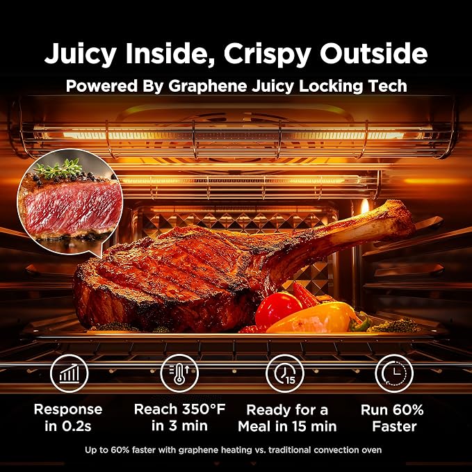 Midea Flexify Pro 10+4 Toaster Oven Air Fryer Combo, Graphene Juicy-Lock Cooking - Image 3