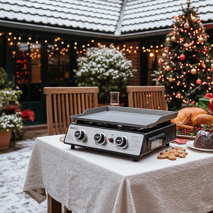 Royal Gourmet PD1301S Portable 3-Burner Tabletop Gas Griddle, 500 BTU Cooking - Image 2