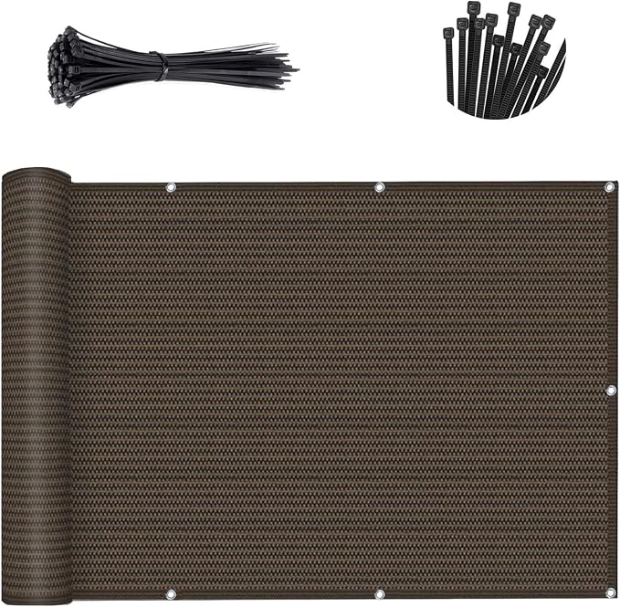 SUNNY GUARD Customized 3.3'x27' Brown Balcony Privacy Screen, 90% Shade - Image 2