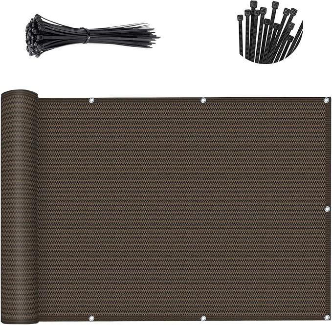 SUNNY GUARD Customized 2'6''x27' Brown Balcony Privacy Screen, 91% Shade - Image 2