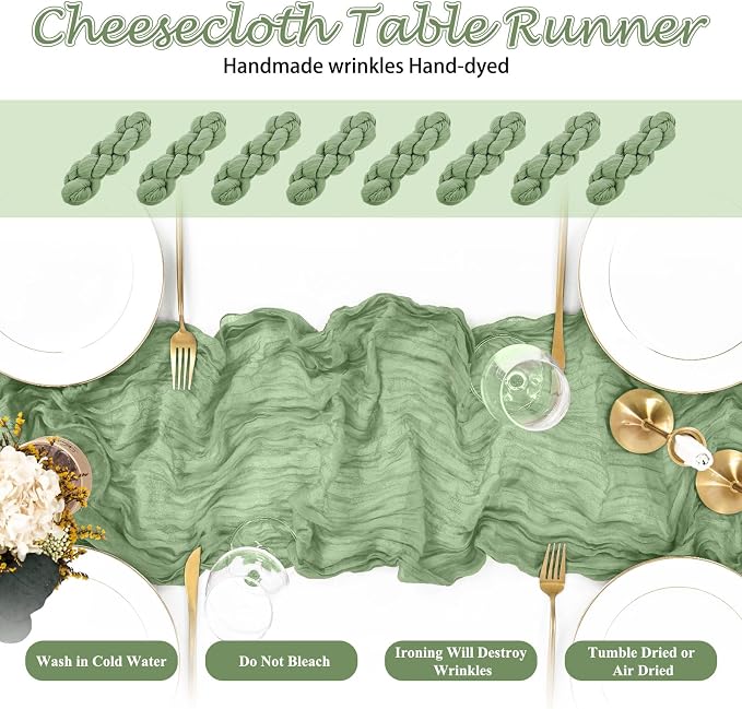 8 Packs Cheesecloth Table Runner 10FT Long Boho Gauze Fabric Table Runner - Image 4