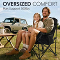 Camping Chair with Steel Frame, Cup Holder and Cooler Bag in Black