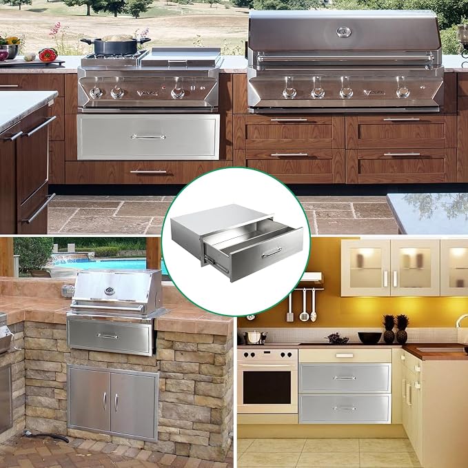 Outdoor Kitchen Drawers 30" W x 10" H x 23" D Stainless Steel Single Drawers - Image 6