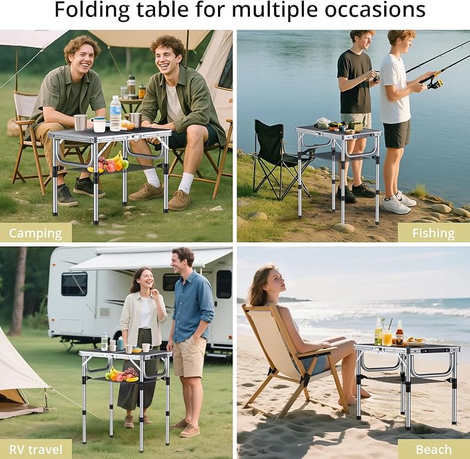 Anbte Folding Camping Table, Aluminum 24" x 16" Adjustable Height Small Folding - Image 6