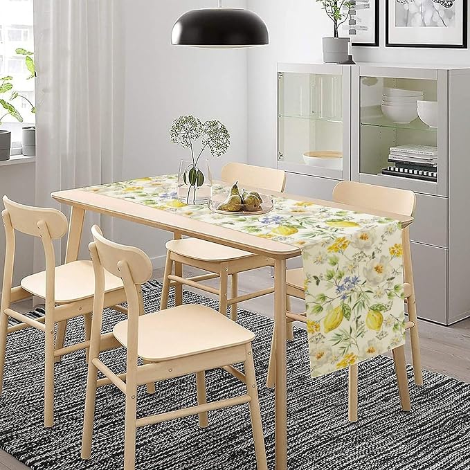 Vintage Lemon Blossom Table Runner Seasonal Spring Summer Floral Farmhouse - Image 5