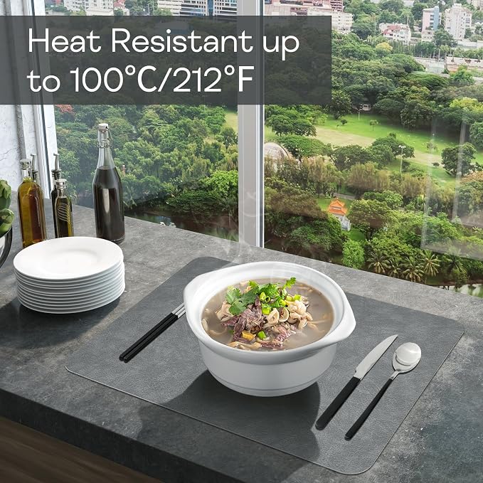 Faux Leather Placemats Set of 6 Table Mats Heat Resistant Reversible Place Mats - Image 5