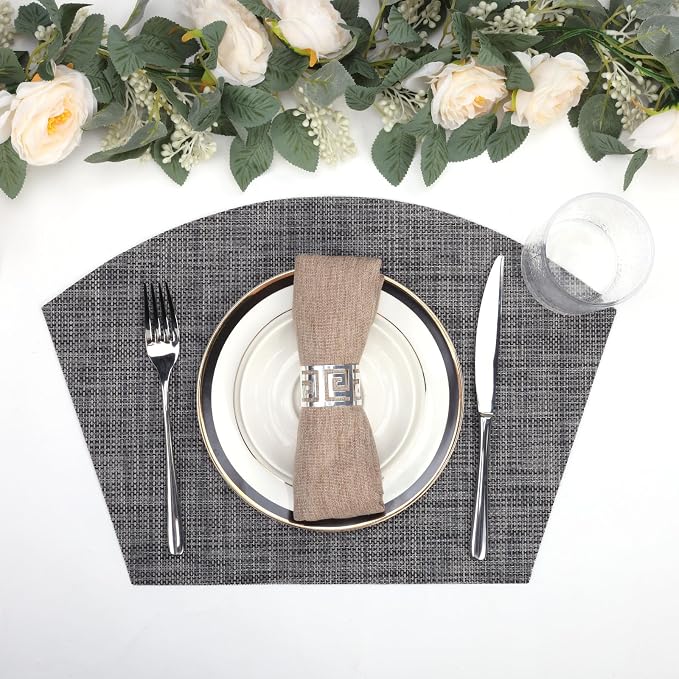SHACOS Wedge Placemats Set of 4 Woven Vinyl Small Round Table Placemats Wipe - Image 5