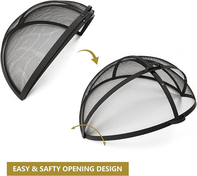 WeCooper 32In Round Fire Pit Spark Screen Cover, Outdoor Patio Easy-Opening - Image 2