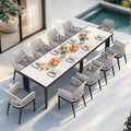 PURPLE LEAF 11 Pieces Patio Dining Set Aluminum Modern Rectangular Table and by PURPLELEAF