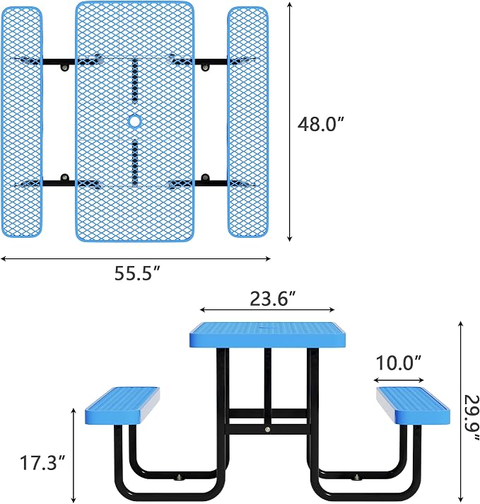 48'' Rectangular Steel Picnic Table - Image 2