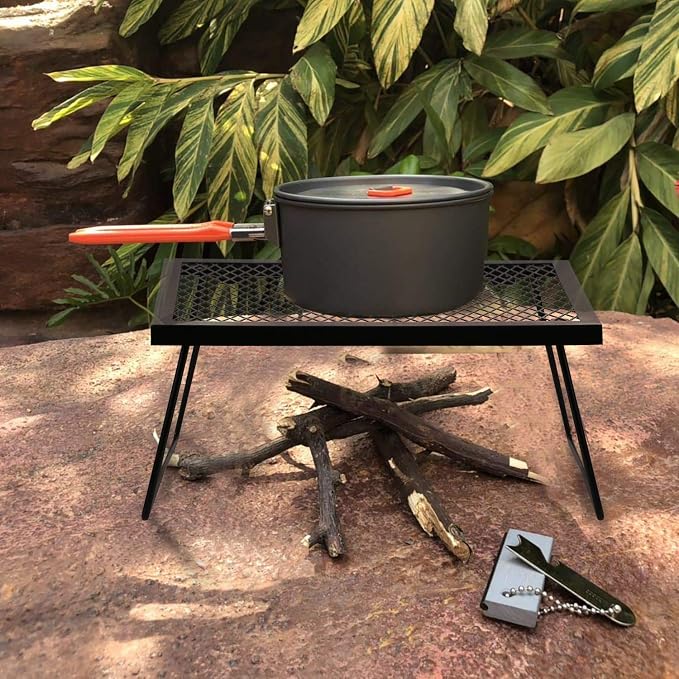17" Folding Campfire Grill Grate, Portable Heavy Duty Steel Over Fire Camp Grill - Image 5
