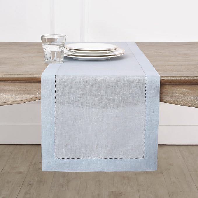 Solino Home Linen Light Blue Table Runner 60 Inches by SolinoHome