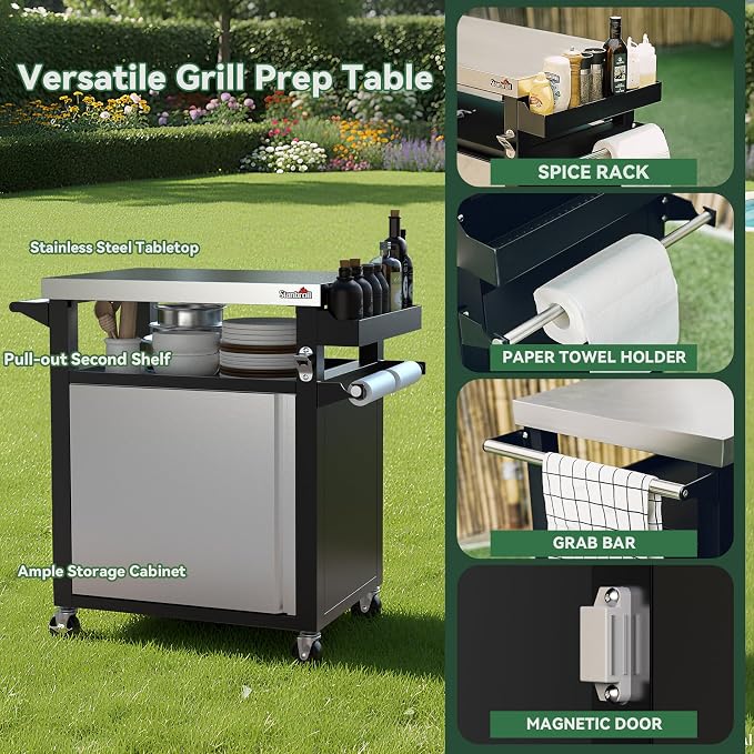 Stanbroil Rolling Grill Table Cart - Image 4
