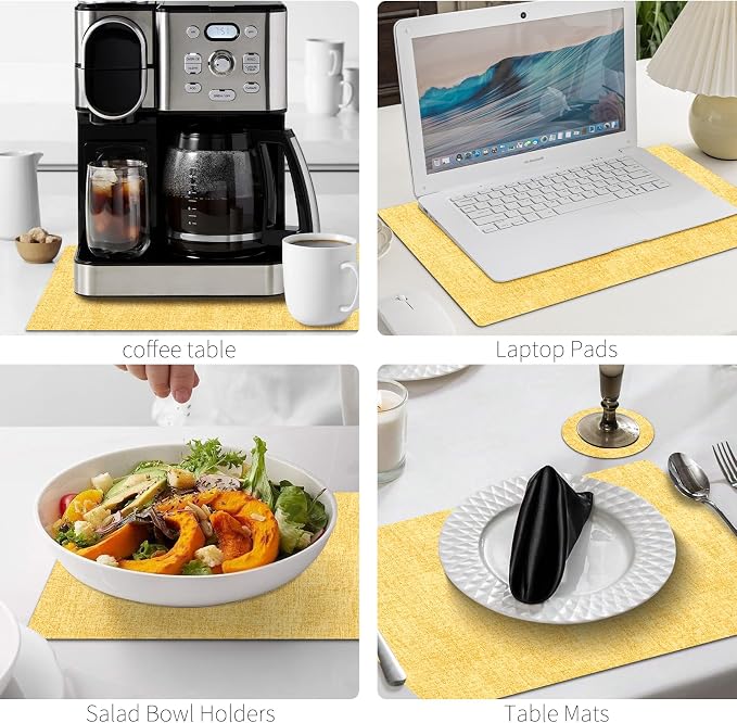 MOSAYT Faux Leather Placemats Set of 6, Heat Resistant Wipeable Washable Vinyl - Image 8