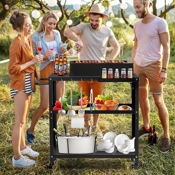 Outdoor Grill Cart Table, Indoor and Outdoor Pizza Oven Table, - Image 7