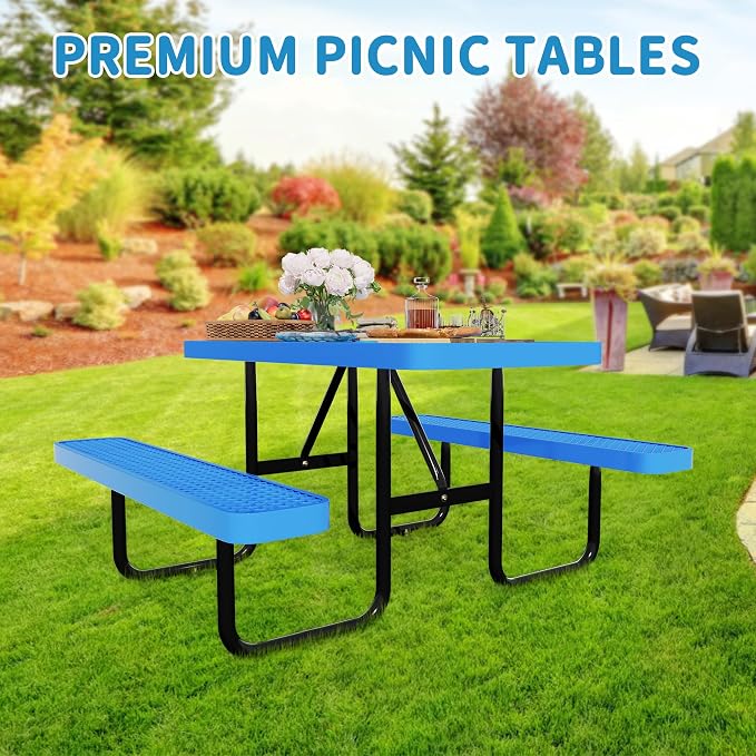 4FT Rectangular Metal Picnic Table - Image 7