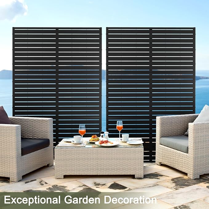 Metal Privacy Screen Outdoor 72" H×47" W, Freestanding Decorative Privacy Screen - Image 3