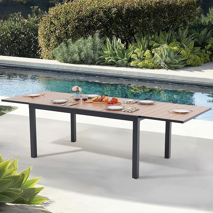 Soleil Jardin Aluminum Patio Extendable Dining Table, Adjustable Indoor Outdoor - Image 8