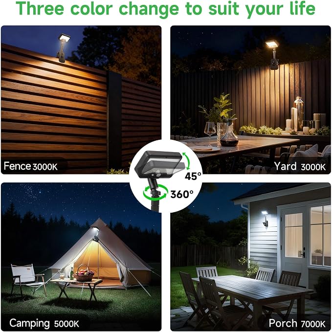 3CCT Clip On Solar Fence Lights Outdoor, Motion Sensor Fixture - Image 7
