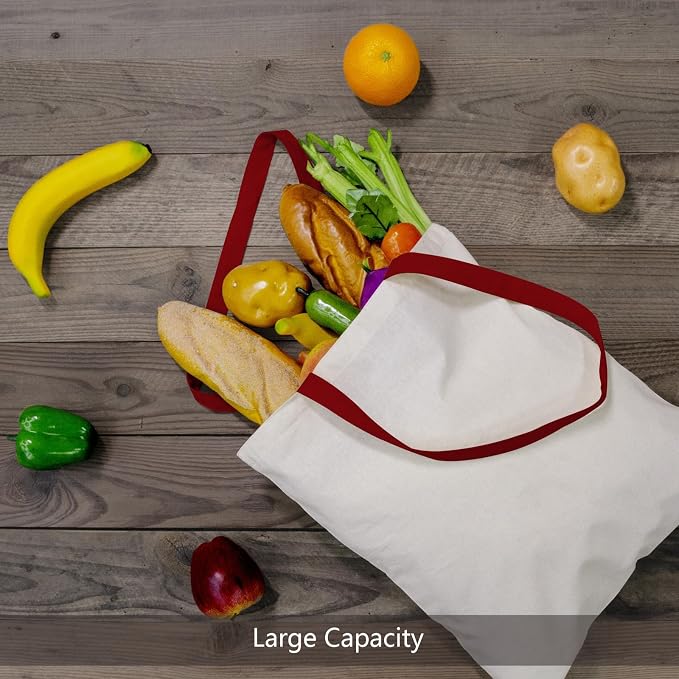 TOPDesign 6-Pack Economical 16"x15" Cotton Tote Bag, Lightweight Medium - Image 4