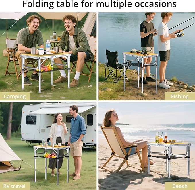 Anbte 2ft Camping Table Foldable, 3 Adjustable Heights High 27.5" Aluminum - Image 6