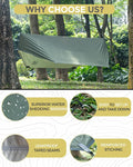 Hammock with Net and Rain Fly, Green Nylon, 500 lb Capacity